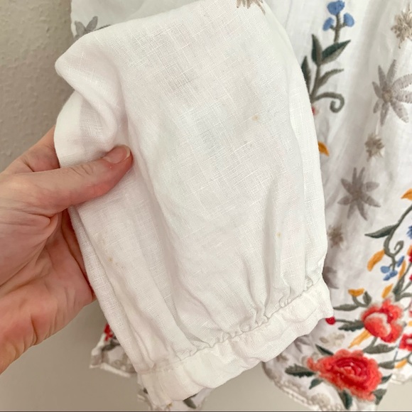 Johnny Was White Linen Hazelton Peasant Tie Blouse - Picture 9 of 9